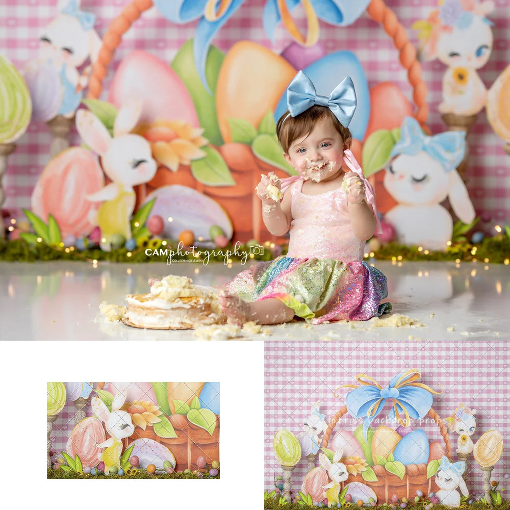 Easter Pretty Bunny Basket Backdrops Kids Baby Photography Child Baby Photocall Decors Spring Garden Photocall Backgrounds