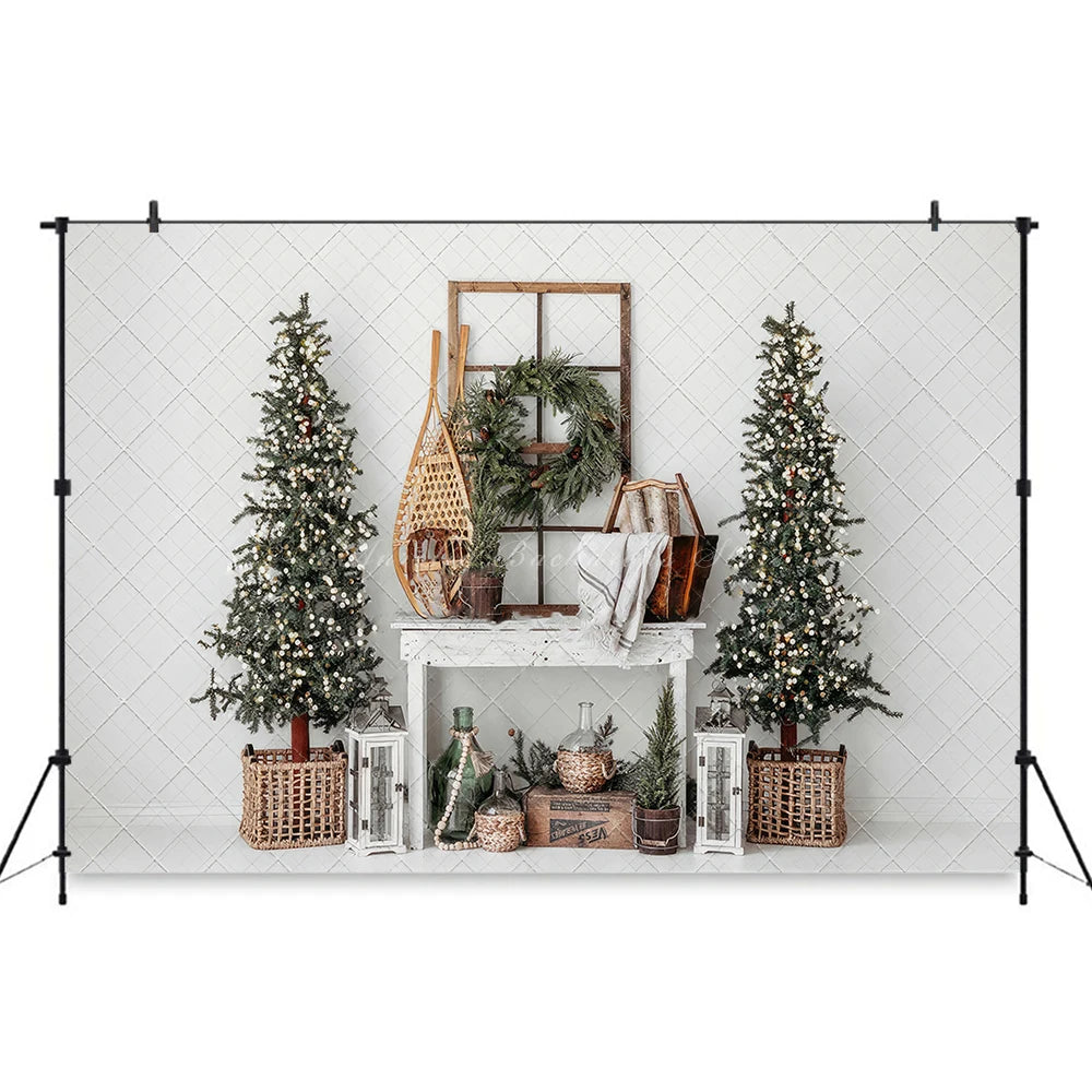 Christmas Themed Photography Backdrop Winter Snowy Kids Baby Cake Smash Photocall Decors Child Adult Indoor Holiday Decor