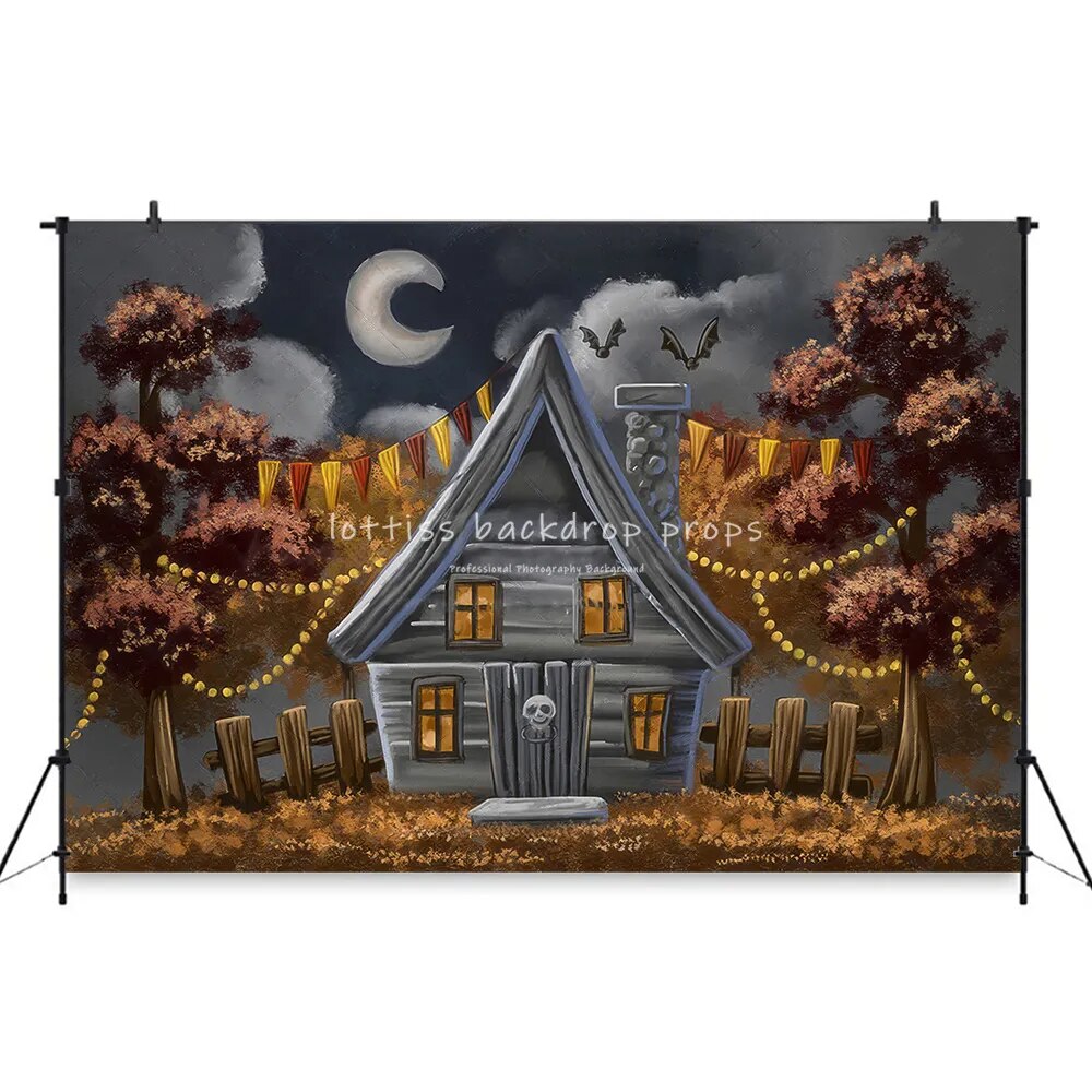 Halloween Backdrops Pumpkin Lanterns Decors Kids Photography Adult Baby Birthday Cake Smash Partys Backgrounds