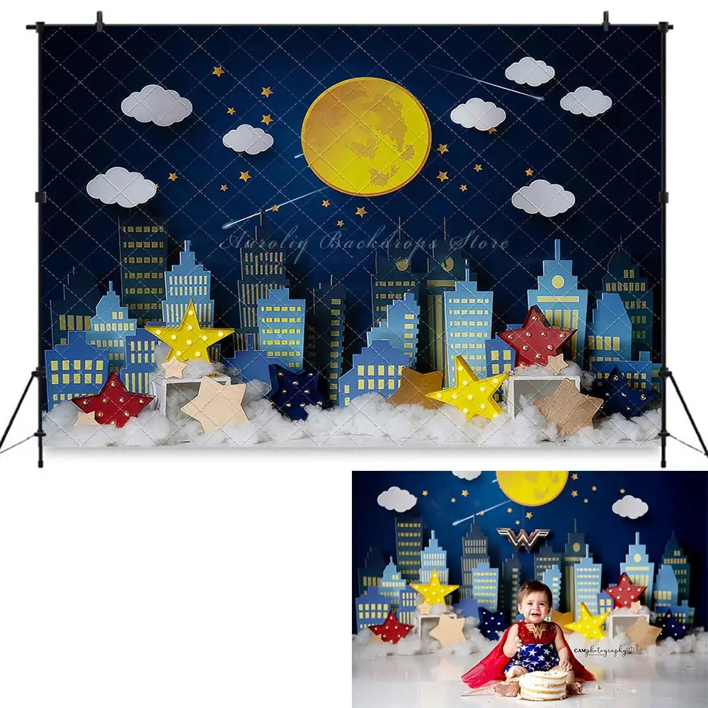 Themed Backdrop Child Baby Birthday Cake Smash Photography Decor  Kids Portrait Family Party Photocall Background