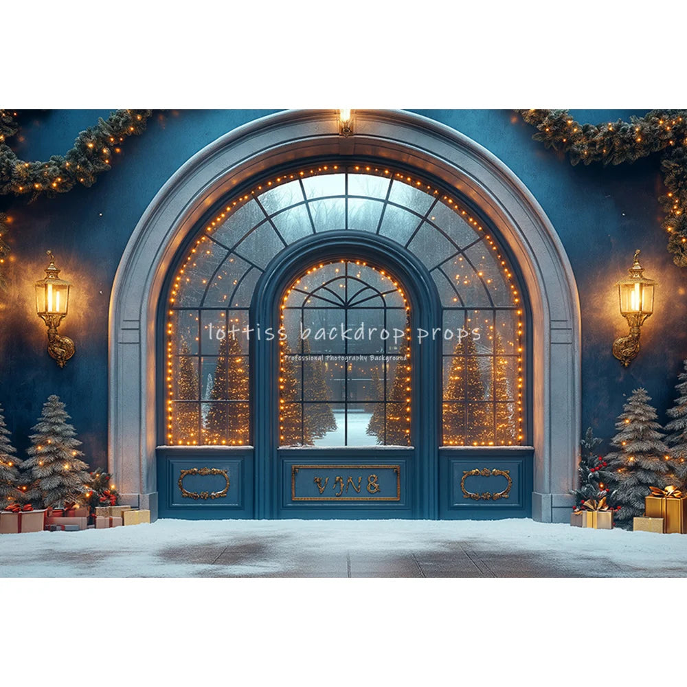 Winter Xmas Cottage Backdrops Kids Adult Photography Child Baby Photocall Snowflake Arch Windows Backgrounds