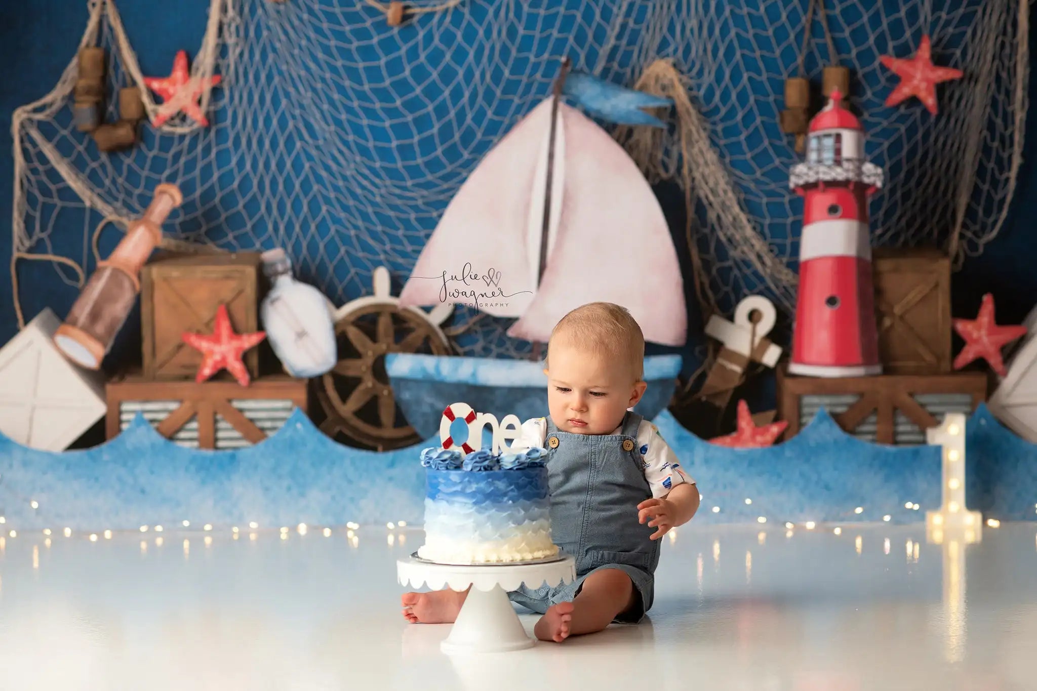 Sea Boat Photography Backdrop Kids Baby Cake Smash Photocall Decors Child Boys Adult Birthday Studio Backgrounds