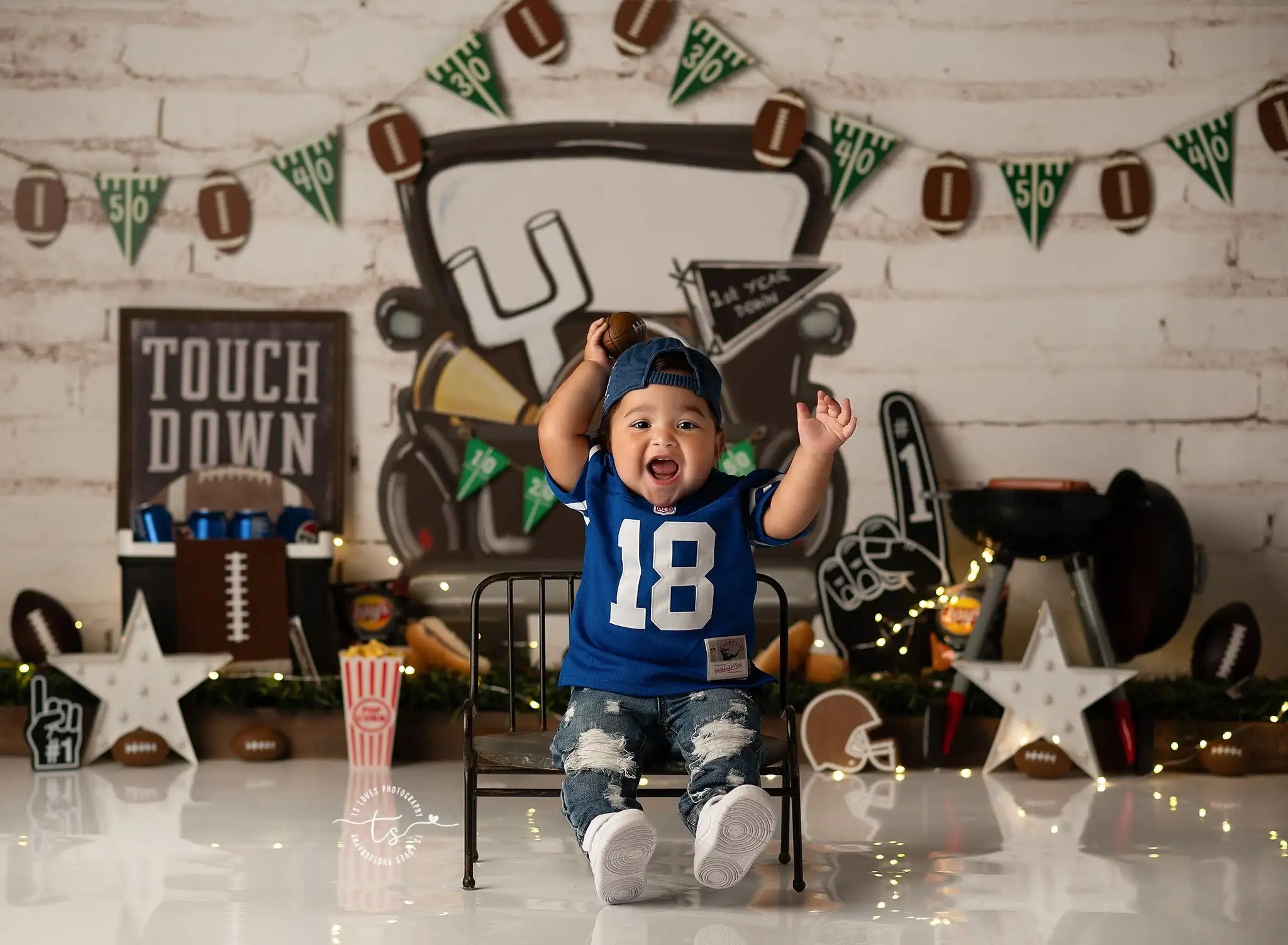 Football Kids Baby Cake Smash Backdrops Child Adult Birthday Photo Shoot Backgrounds Family Party Photocall Photograhy Decors