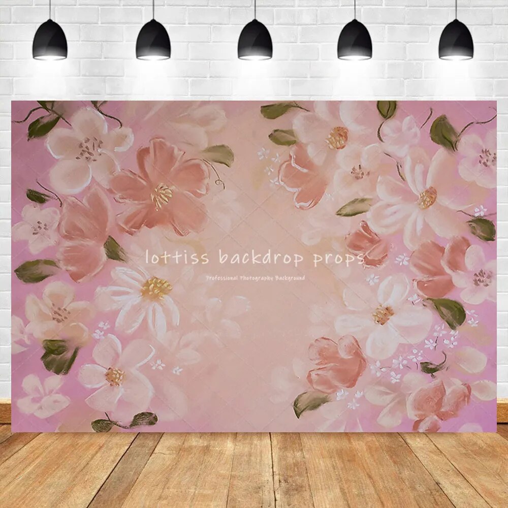 Oil Painting Pink Flowers Backdrop Photography Abstract Texture Children Adult Background Pregnant Woman Photo Studio Backdrops