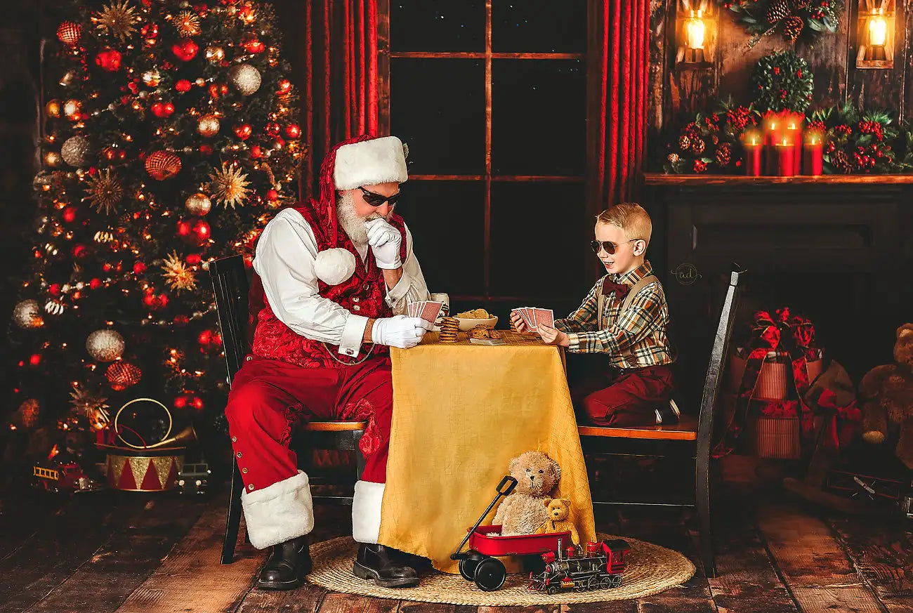 Christmas Fireside Gathering Photography Backdrop Window Frost Kids Baby Cake Smash Photocall Decors Birthday Photo Backgrounds