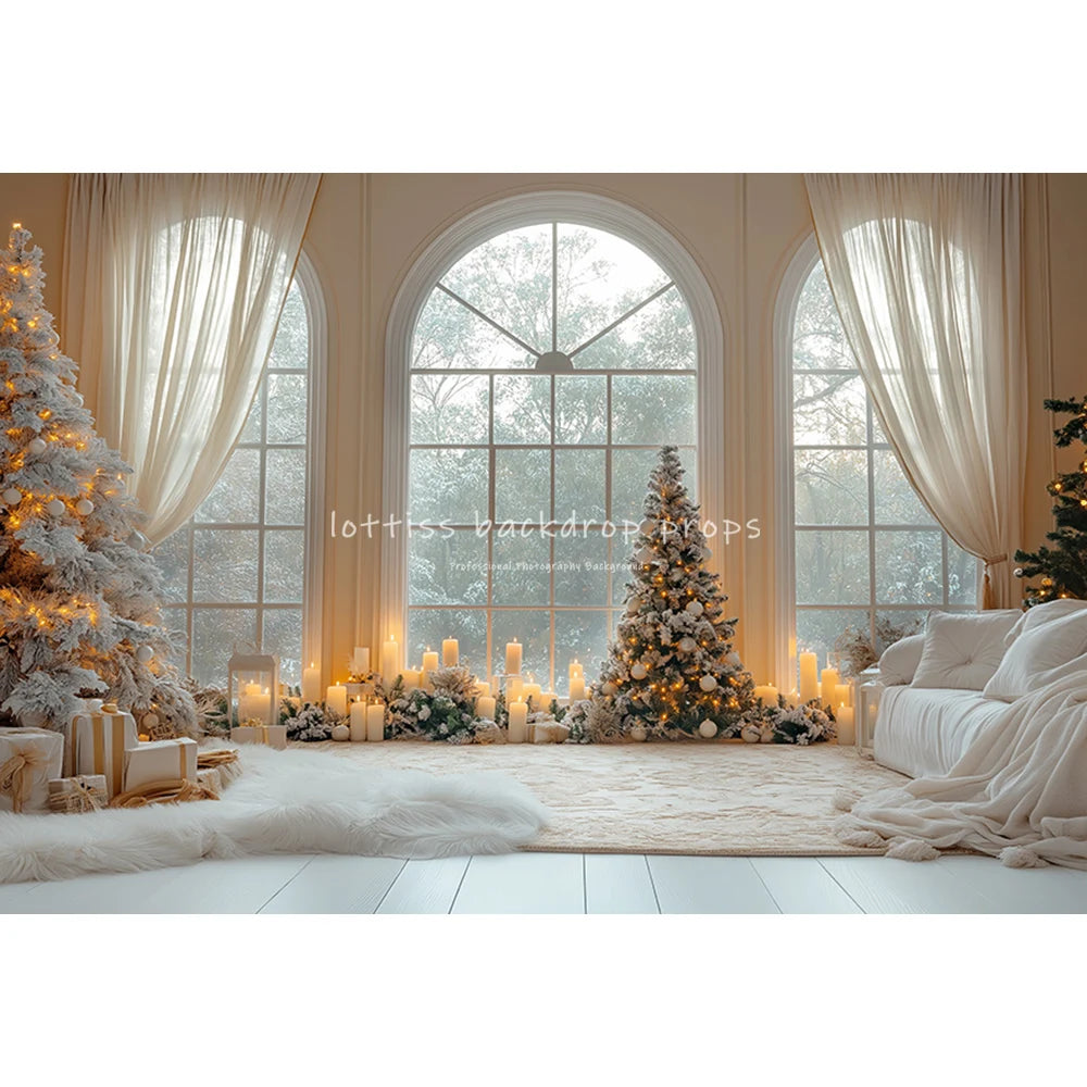 Christmas Living Room Backdrops Kids Family Photography Child Adult Photocall Retro Luxury Room Xmas Trees Backgrounds