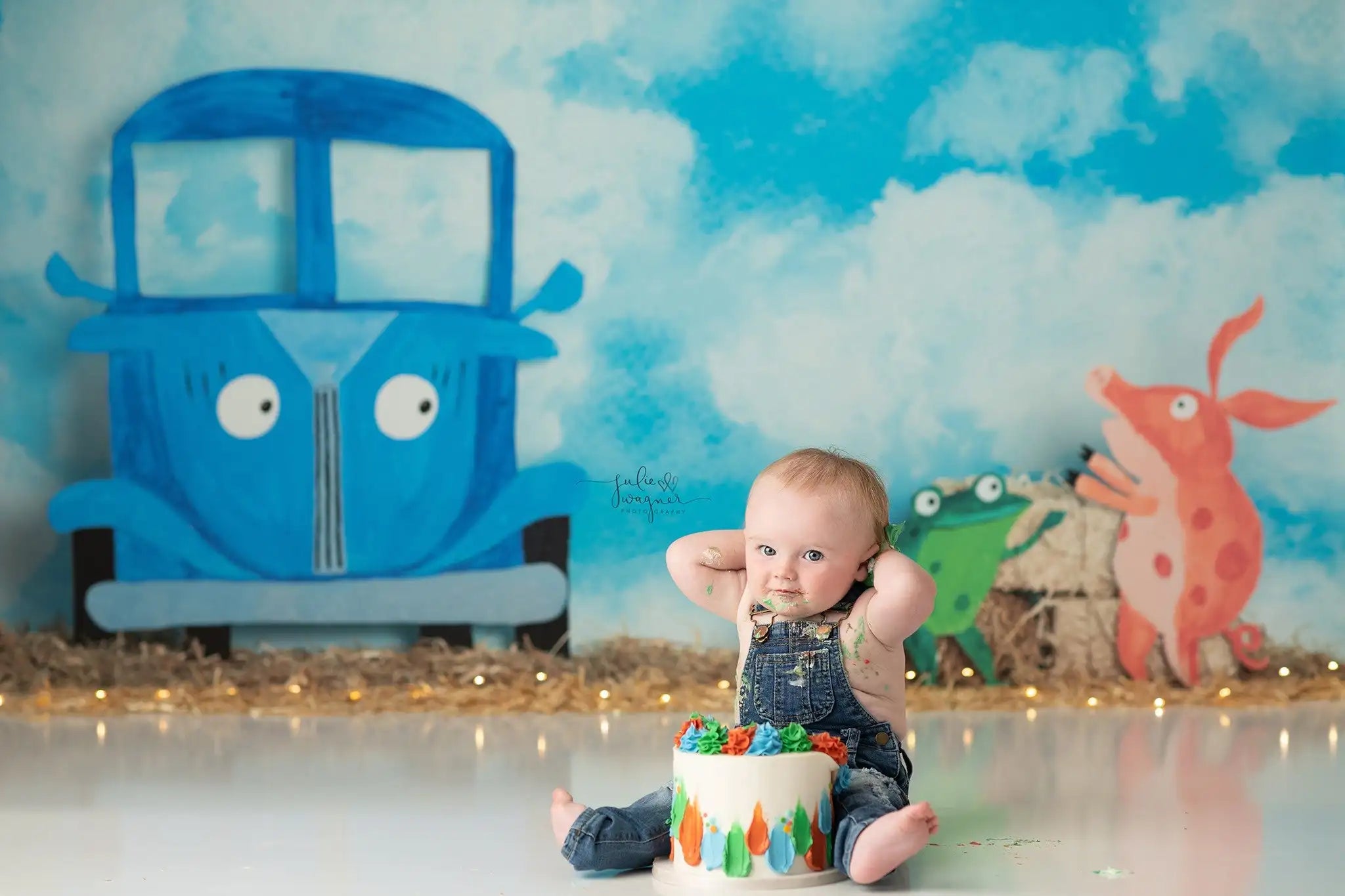 Beep Beep Blue Bus Photography Backdrop Kids Baby Cake Smash Photocall Decors Child Adult Birthday Studio Backgrounds