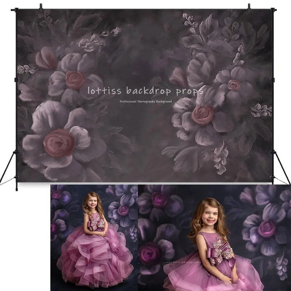 Girl Flower Photography Backdrop Hand Painting Floral Background Adult Pregnant Baby Child Portrait Photoshoot Studio Props