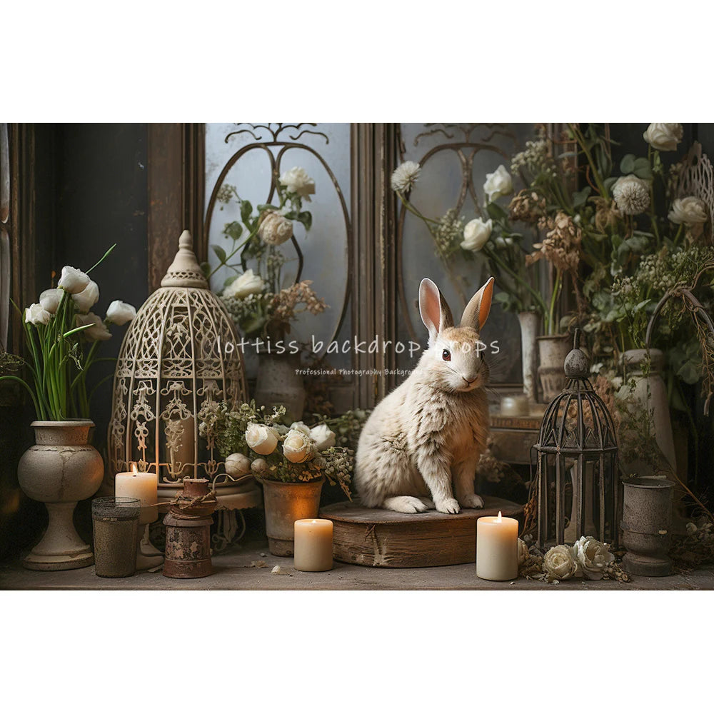 Easter Rustic Wooden Door With Bunnies Eggs And Flowers Backdrops Kids Baby Photography Child Adult Photocall Spring Backgrounds