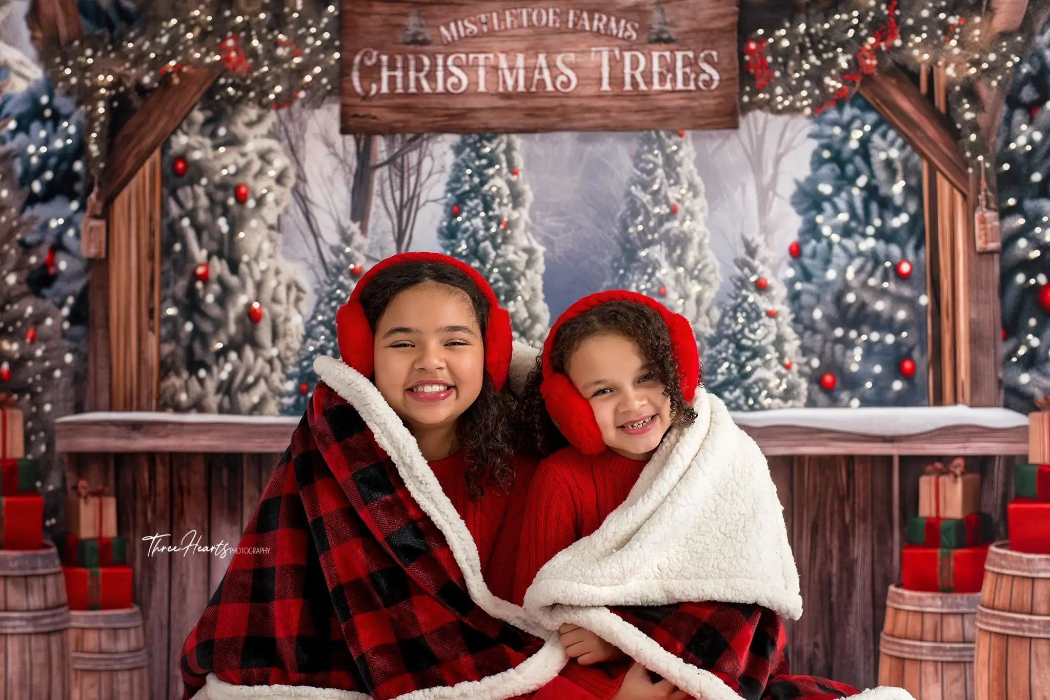 Mistletoe Farms Christmas Tree Stand Photography Backdrop Kids Baby Cake Smash Photocall Decors Child Adult Studio Backgrounds