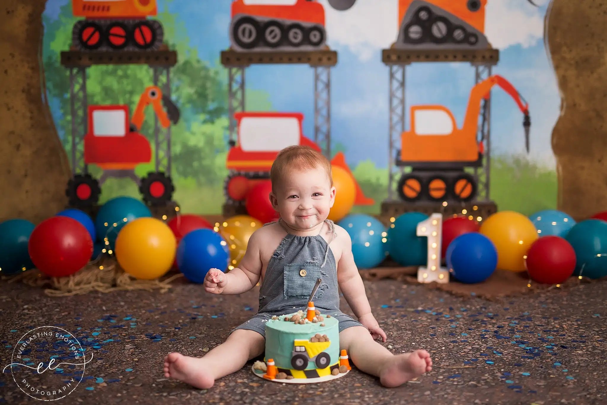 Little Digger Photo Backdrop Kids Baby Cake Smash Photography Props Excavator Child Boys Adult Birthday Studio Backgrounds