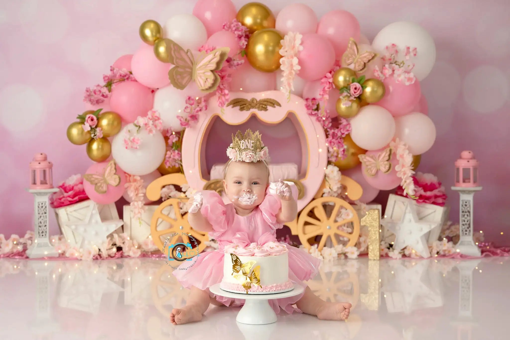 Pink Castle Princess Birthday Party Backdrop Girls Adult Photocall Decors Kids Baby Cake Smash Photography Props