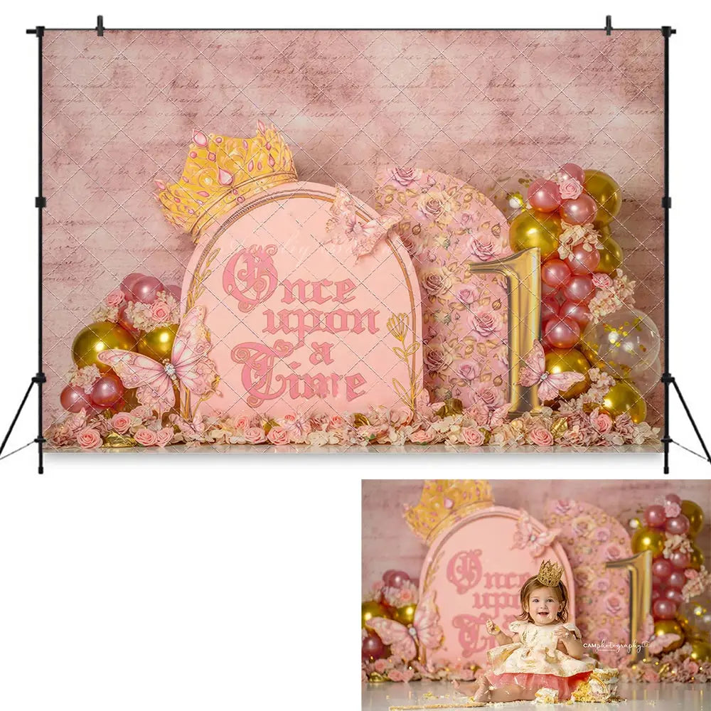 Pink Castle Princess Birthday Party Backdrop Girls Adult Photocall Decors Kids Baby Cake Smash Photography Props