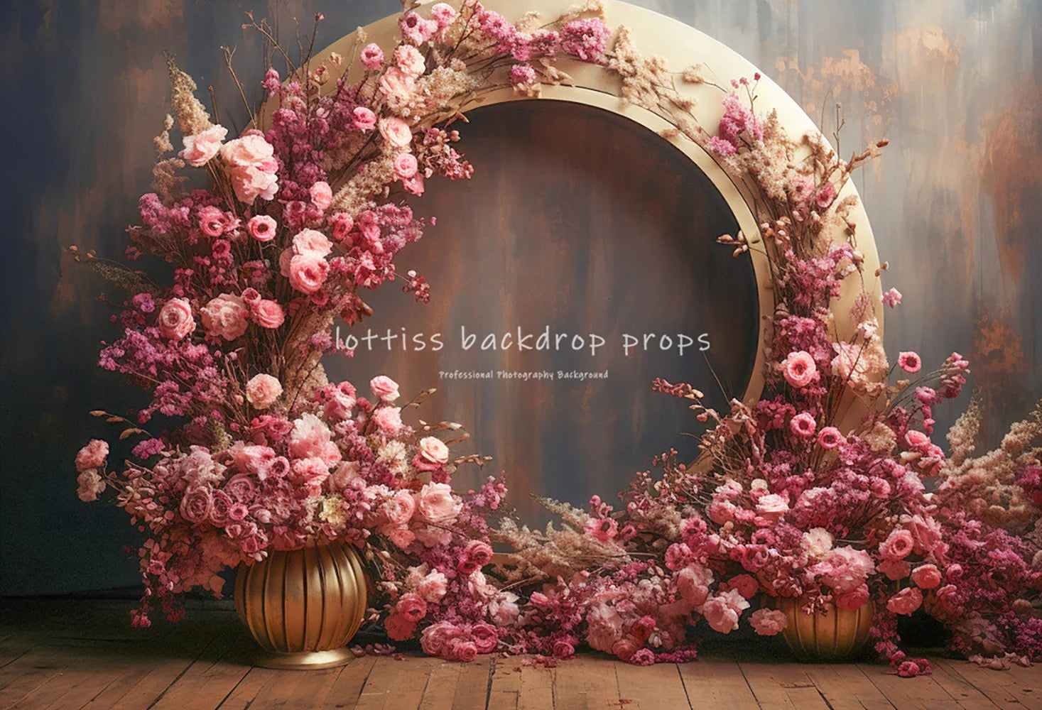 Spring Pink Gold Arch Backdrops Kids Baby Photography Child Wedding Photocall Decors Garden Floral Door Backgrounds