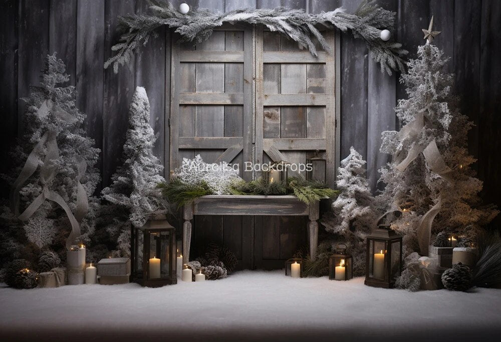 Winter Snowy Forest Backdrops Kids Baby Photography Props Child Adult Photocall Decors Xmas Trees Snowflake Windows Background