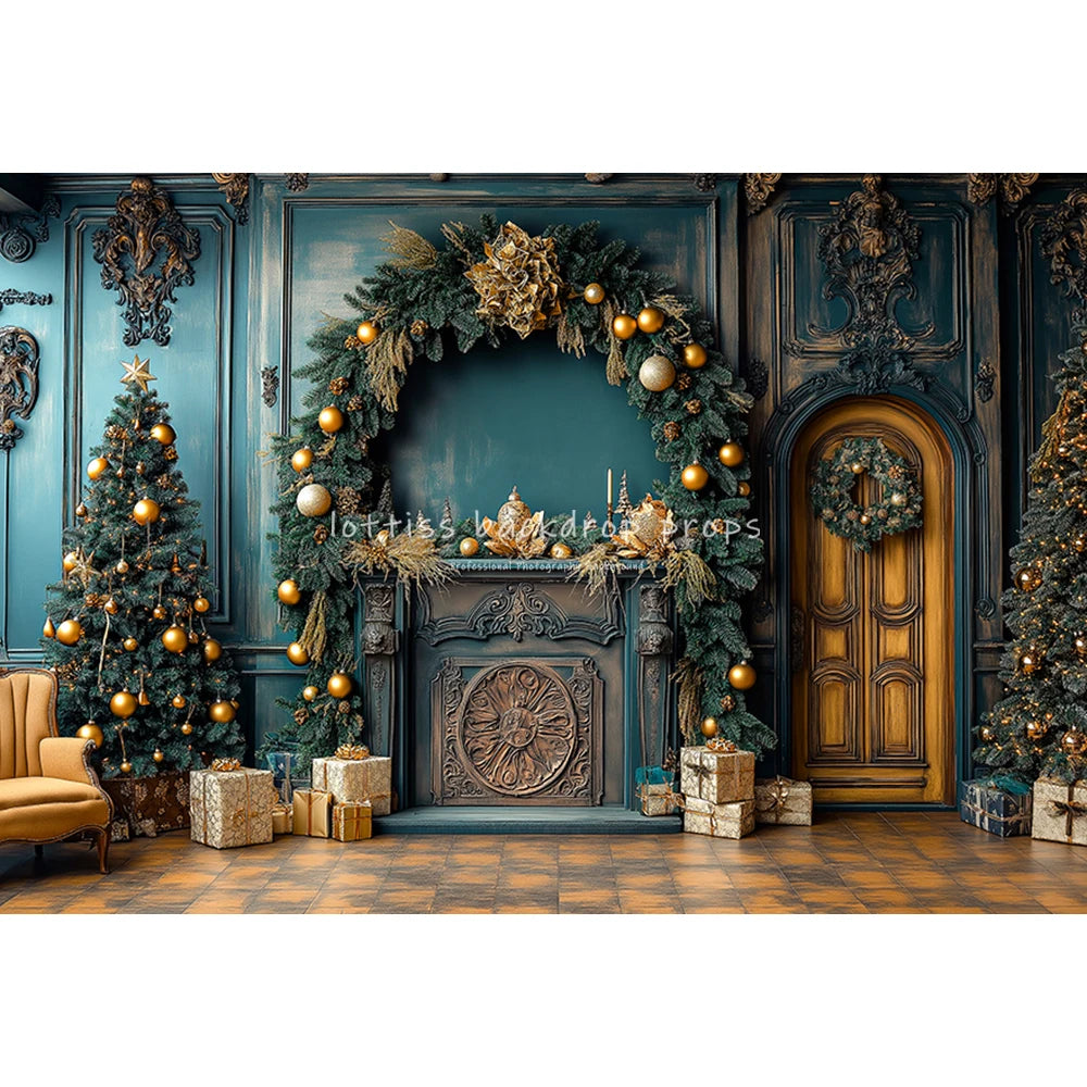 Christmas Kitchen Cupboard Backdrops Kids Family Photography Child Adult Photocall Xmas Living Room Bookcase Trees Backgrounds