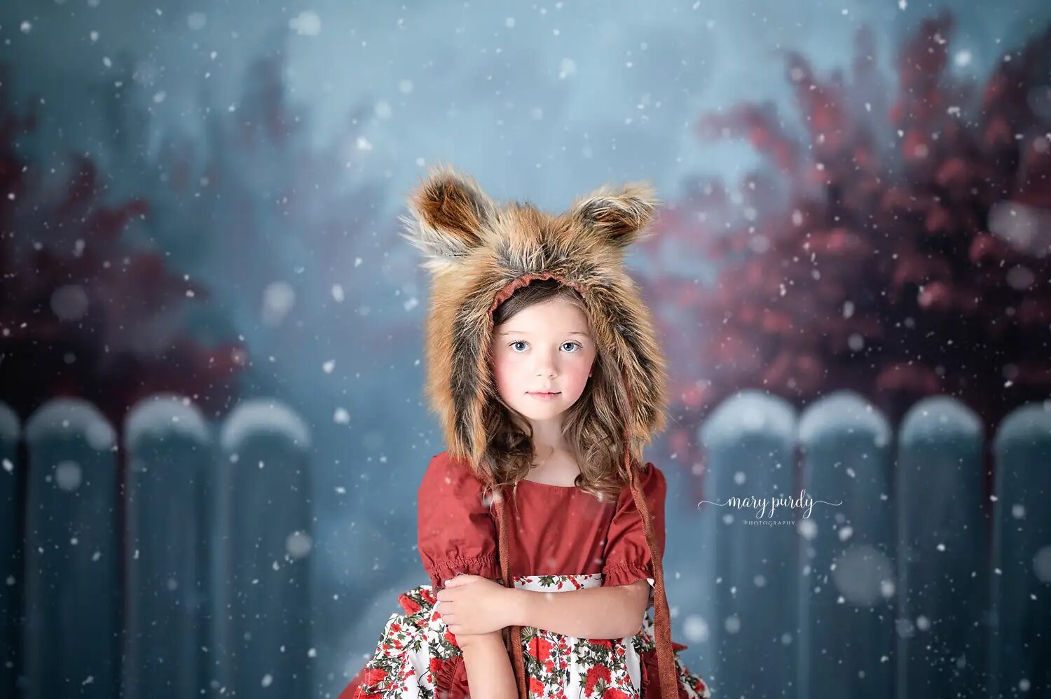 Winter Garden Backdrops Kids Girl Photography Child Adult Photocall Props Floral Xmas Snowy Forest Snowflake Backgrounds