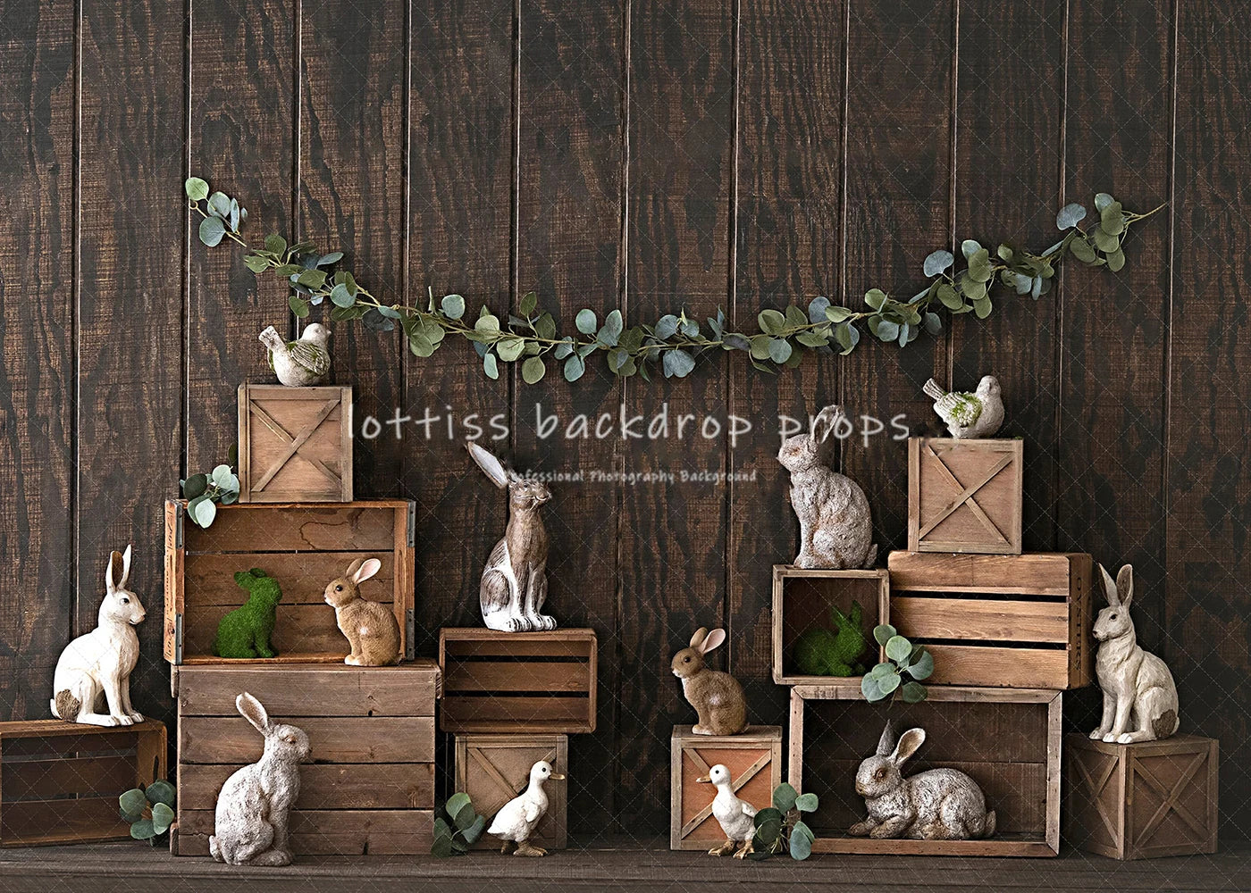 Easter Bunny Barn Door Backdrops Kids Baby Photography Child Adult Photocall Spring Carrots Plants Spring Floral Backgrounds