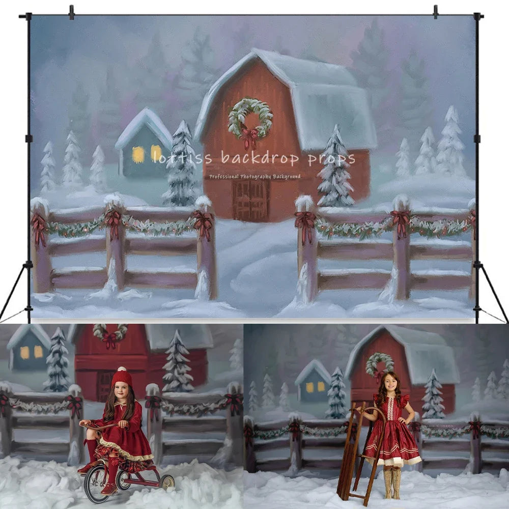 Gingerbread Headquarters Backdrops Kids Baby Photography Adult Child Photocall Christmas Winter Snowy House Background