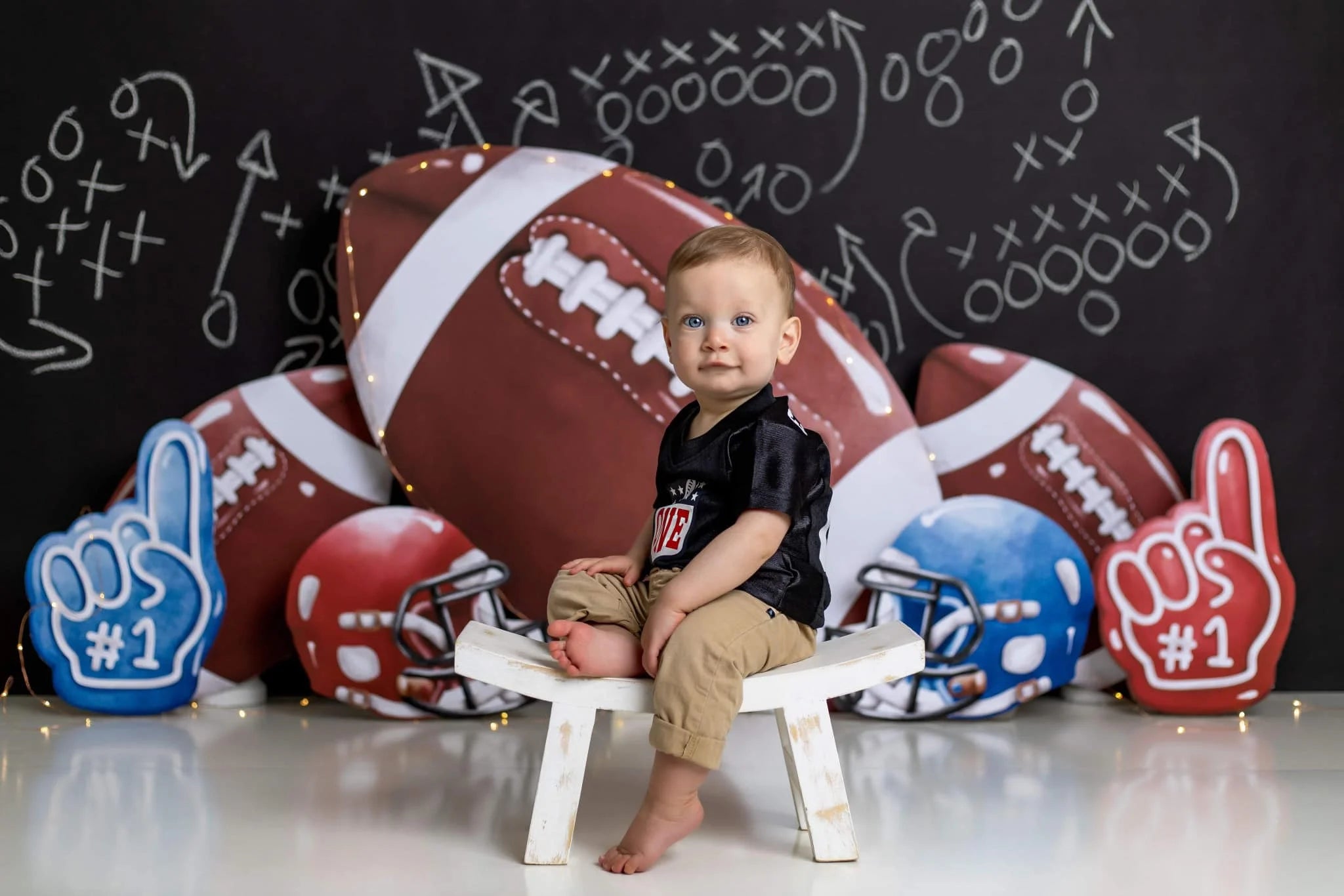 Sports Theme Birthday Backdrop Kickoff Time Boys Kids Cake Smash Photography Props Child Adult Studio Backgrounds