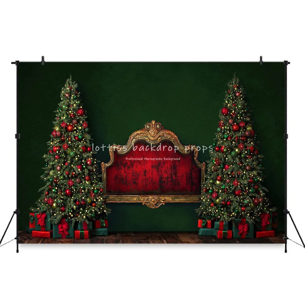 Christmas Headboard Backdrops Xmas Trees Wreath Fireplace Decor Background For Kids Baby Portrait Photography Photostudio Props