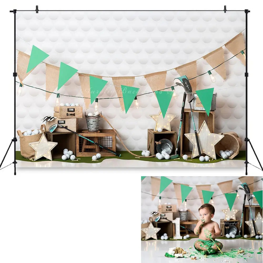 Tee Time Photography Backdrop Golf Course Kids Baby Cake Smash Photocall Decors Child Boys Adult Sports Studio Backgrounds