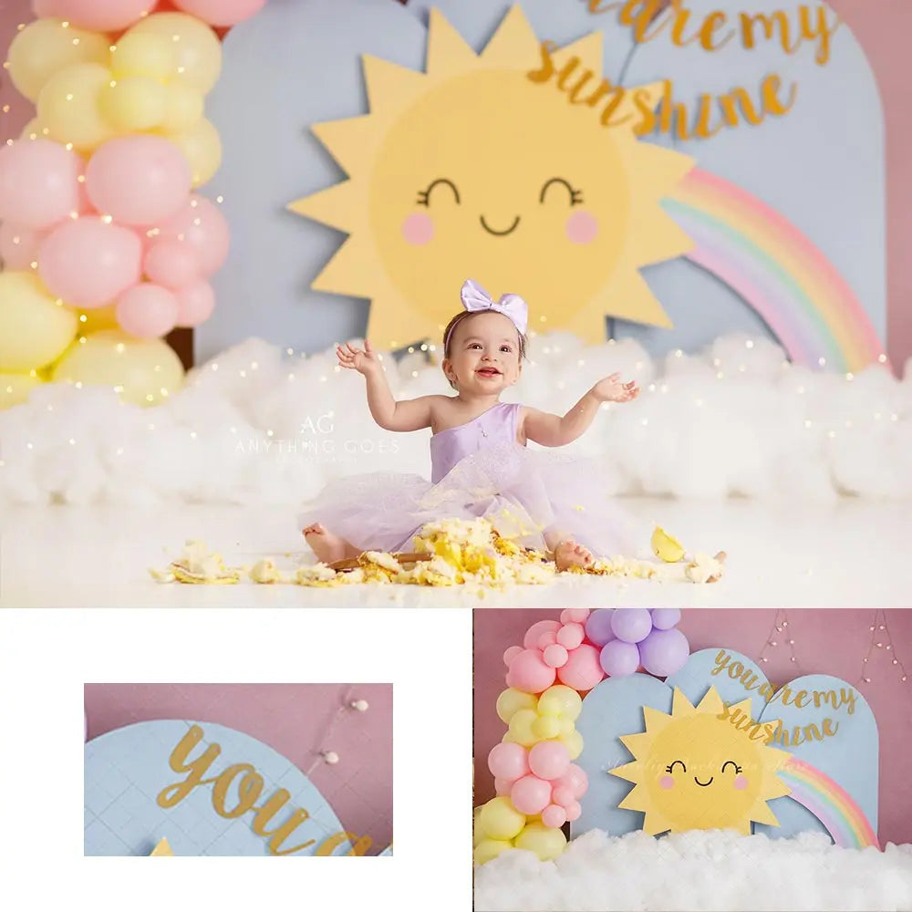 Sunshine Rainbow Backdrop Kids Baby 1st Birthday Photocall Decors Child Girls Adult Cake Smash Photography Backgrounds