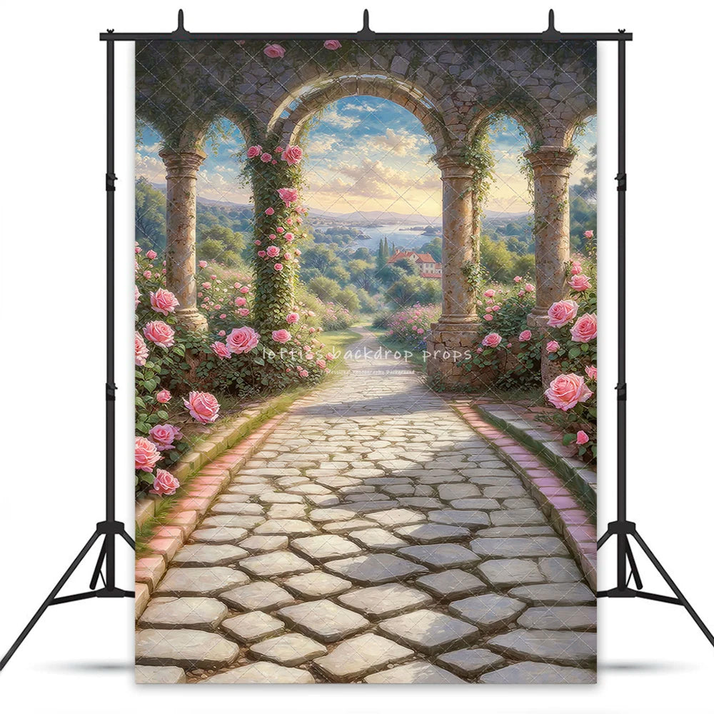 Garden Rose Trail Backdrops Kids Baby BIrthday Cake Smash Photocall Decors Spring Countryside Backgrounds