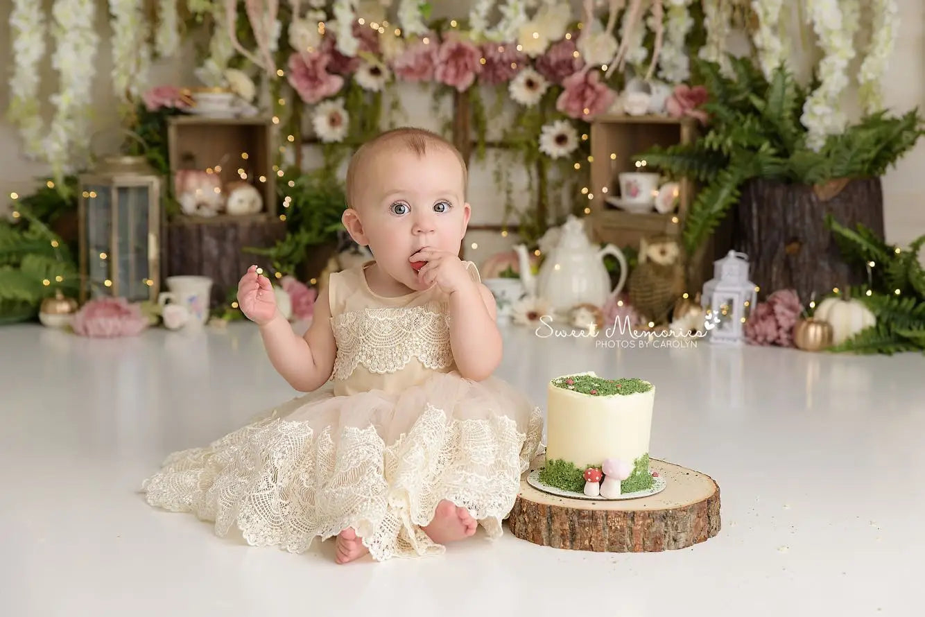 Floral Wall Tea Party Backdrops Kids Baby Cake Smash Photography Props Child Adult Photocall Garden Flower Forest Backgrounds