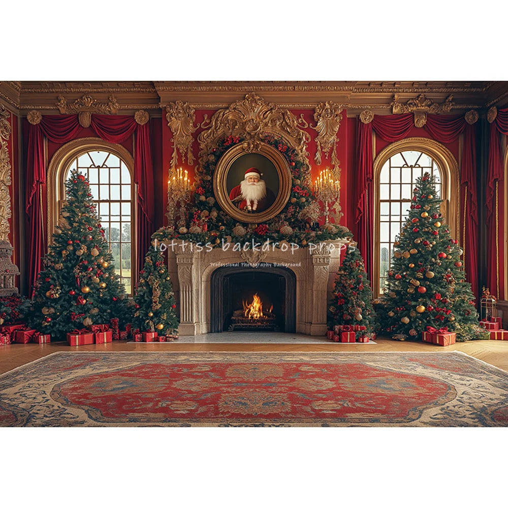 Santa Fireplace Living Room Backdrops Kids Adult Photography Child Baby Photocall Retro Castle Christmas Backgrounds