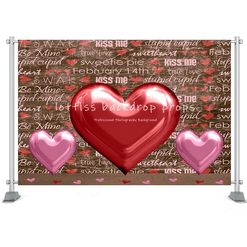 Valentine's Day Backdrop Brick Wall Wood Door Red Rose Heart Flower Shop Brick Wall Photo Background Studio Photoshoot Props