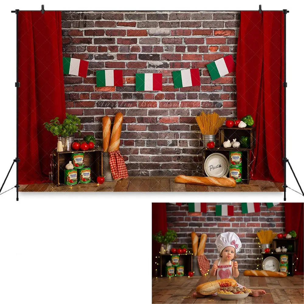 Beary Christmas Backdrop Kids Baby Cake Smash Photography Props Child Adult Birthday Brick Wall Studio Backgrounds