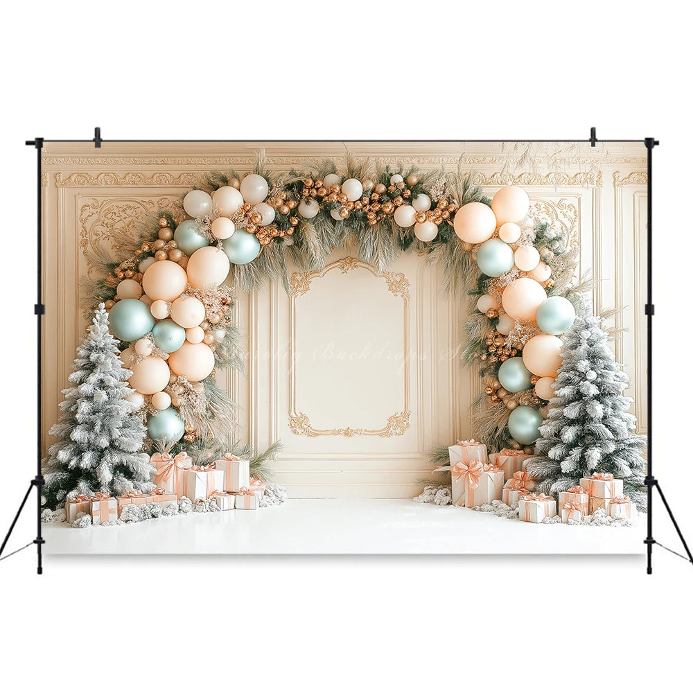 Christmas Theme Balloon Arch Photography Backdrop Kids Baby Cake Smash Photocall Decors Child Adult Birthday Photo Backgrounds