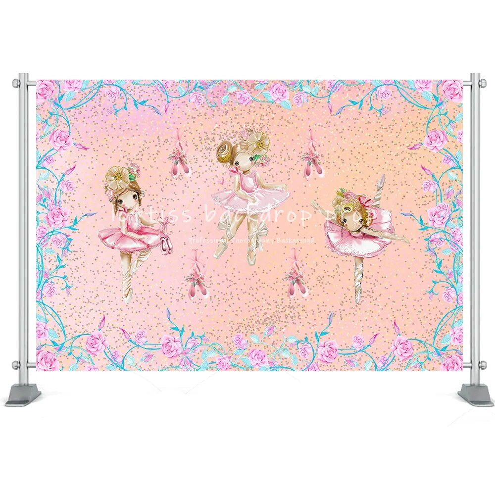 Toile de fond pour photographie de Ballet de filles, fournitures de ballerine, décor de danse pour gâteau d'anniversaire, accessoires de Smash, arrière-plan de danseuse pour réception-cadeau pour bébé 