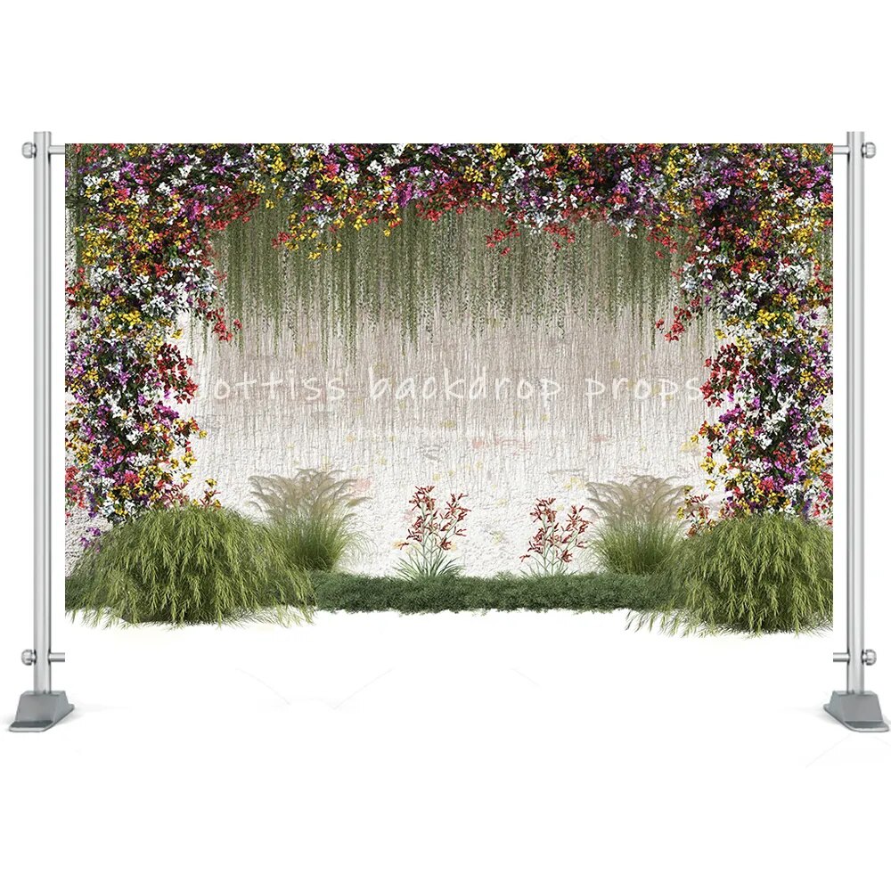 Arrière-plan mural de plantes roses, accessoires de photographie de rencontres d'amour, fleurs, cérémonie d'activité de mariage, arrière-plan d'anniversaire pour enfants de printemps 