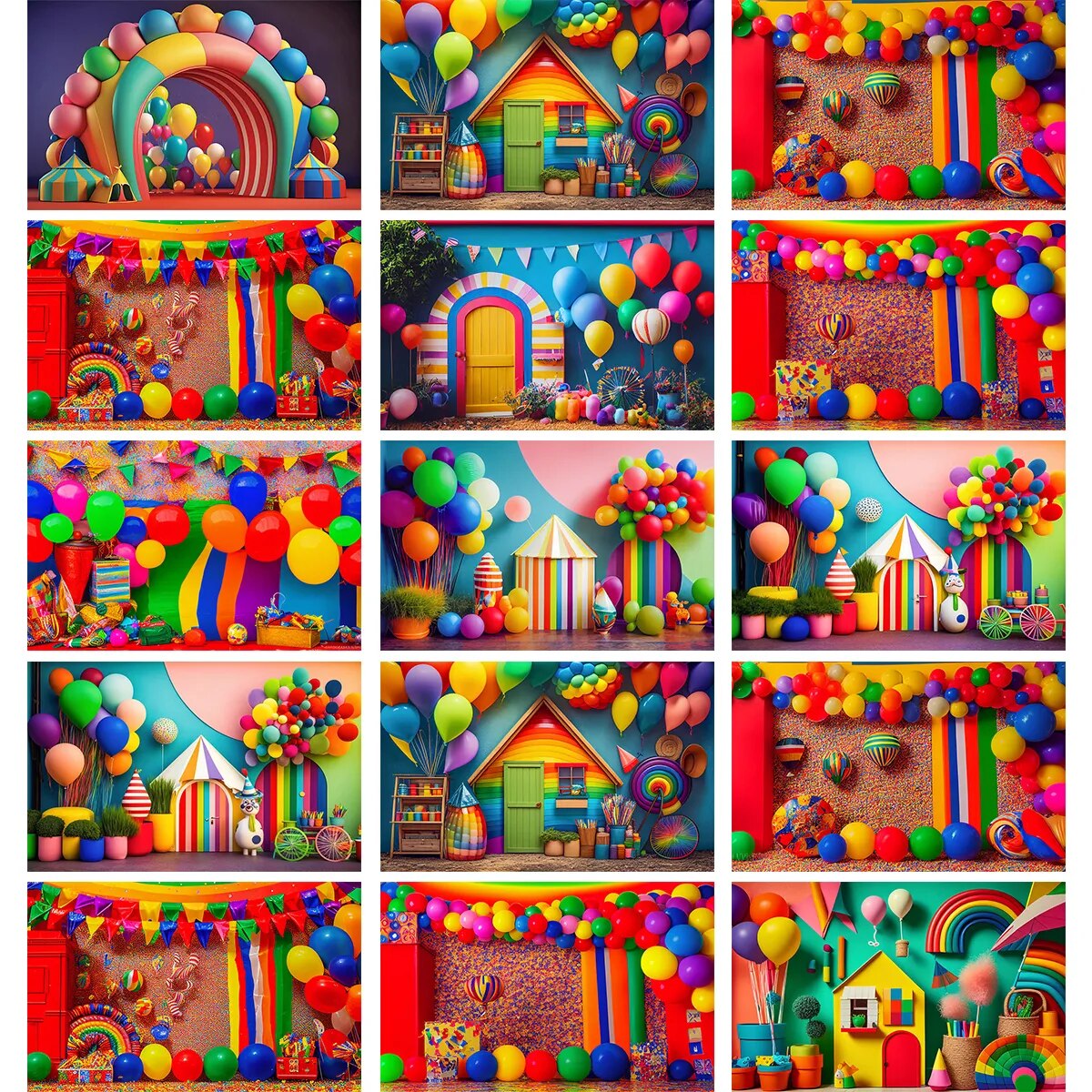 Circus Photography Background 3D Painting Ferris Wheel Neon Lights Backdrop Decor Props Child Birthday Baby Shower Photo Studio