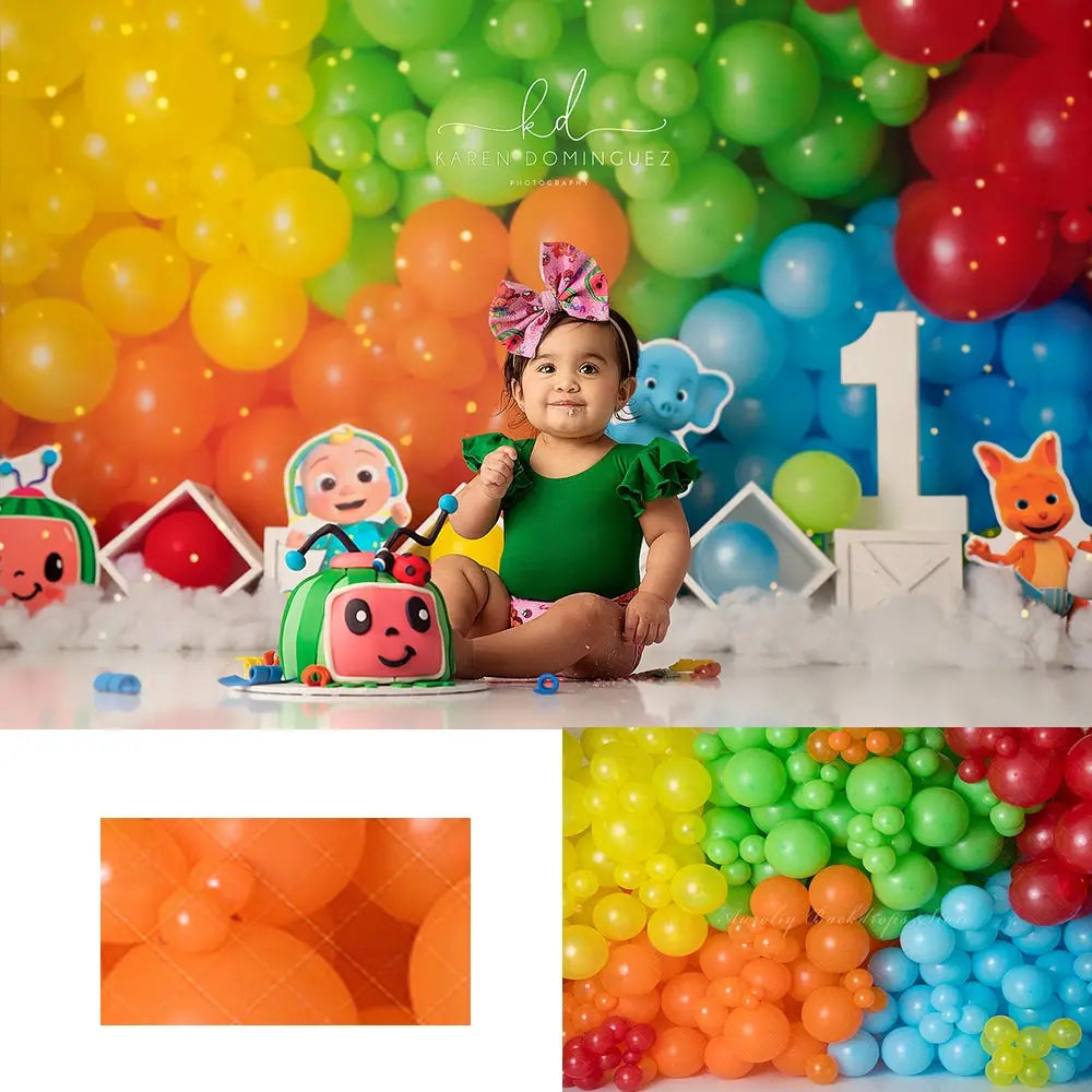 Primary Balloon Wall Photo Backdrop Kids Baby Cake Smash Photography Props Child Adult Studio Backgrounds Photocall Decors