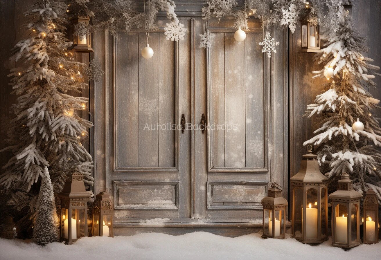 Winter Snowy Forest Backdrops Kids Baby Photography Props Child Adult Photocall Decors Snowman Snowflake Windows Background