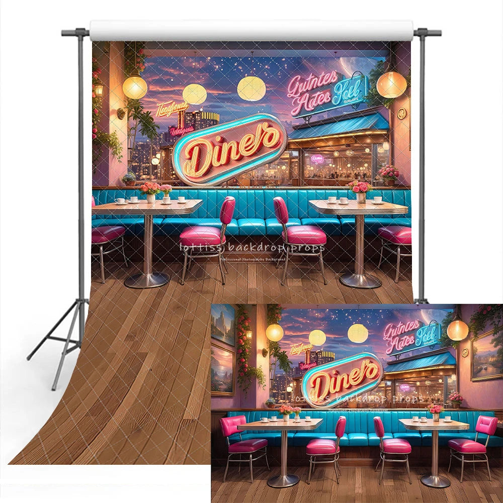 City Diner Valentine's Day Backdrops Kids Lover Photography Props Child Adult Photocall Props Baby Girl Photocall Background