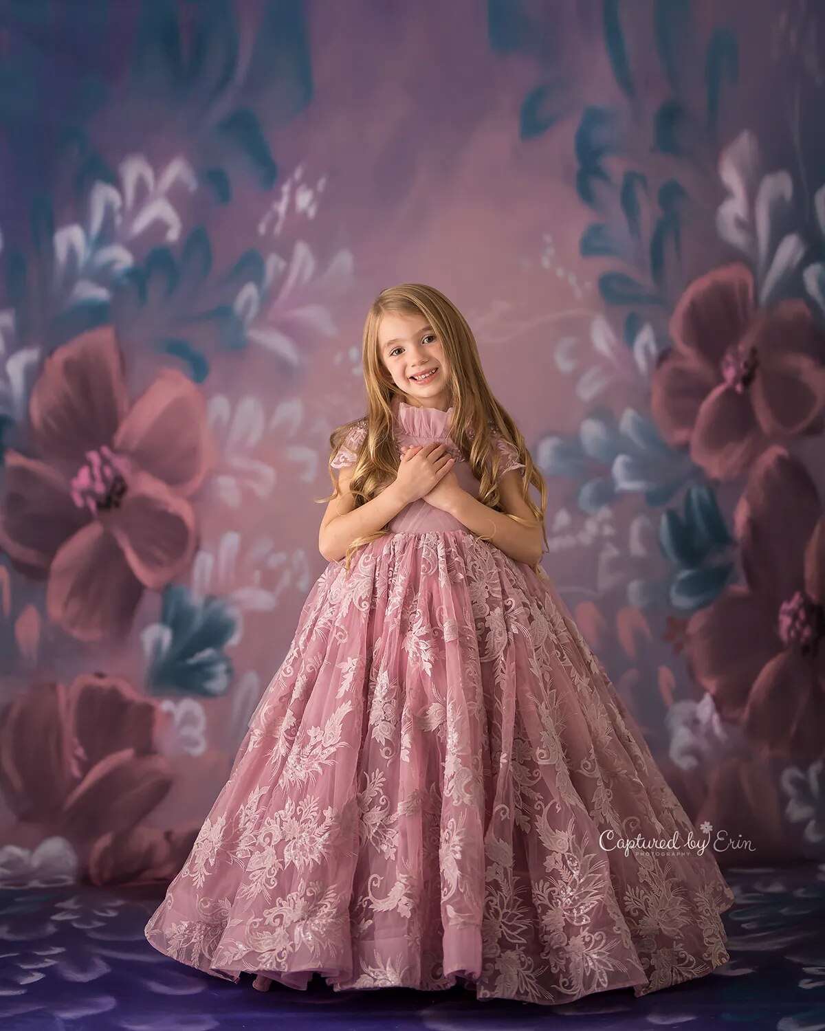 Art Hand Painting Floral backdrops Adult Kids Portrait Photography Purple Flowers Background Child Baby Photostudio Props