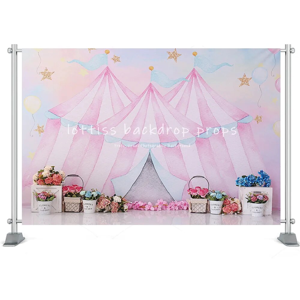 Circus Photography Backdrop Kids Birthday Backdrop Newborn Child Portrait Party Decor Ferris Wheel Party Background Photo Studio