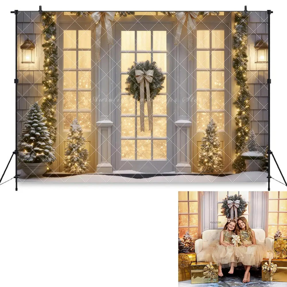 Christmas Winter Snowy Backdrop Child Adult Birthday Photo Shoot Backgrounds Fireplace Indoor Party Decoration Studio Props