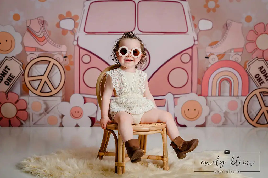 Spring Floral Bus Backdrops Kids Baby Photography Props Child Adult Photocall Decors Flower Cake Smash Birthday Backgrounds