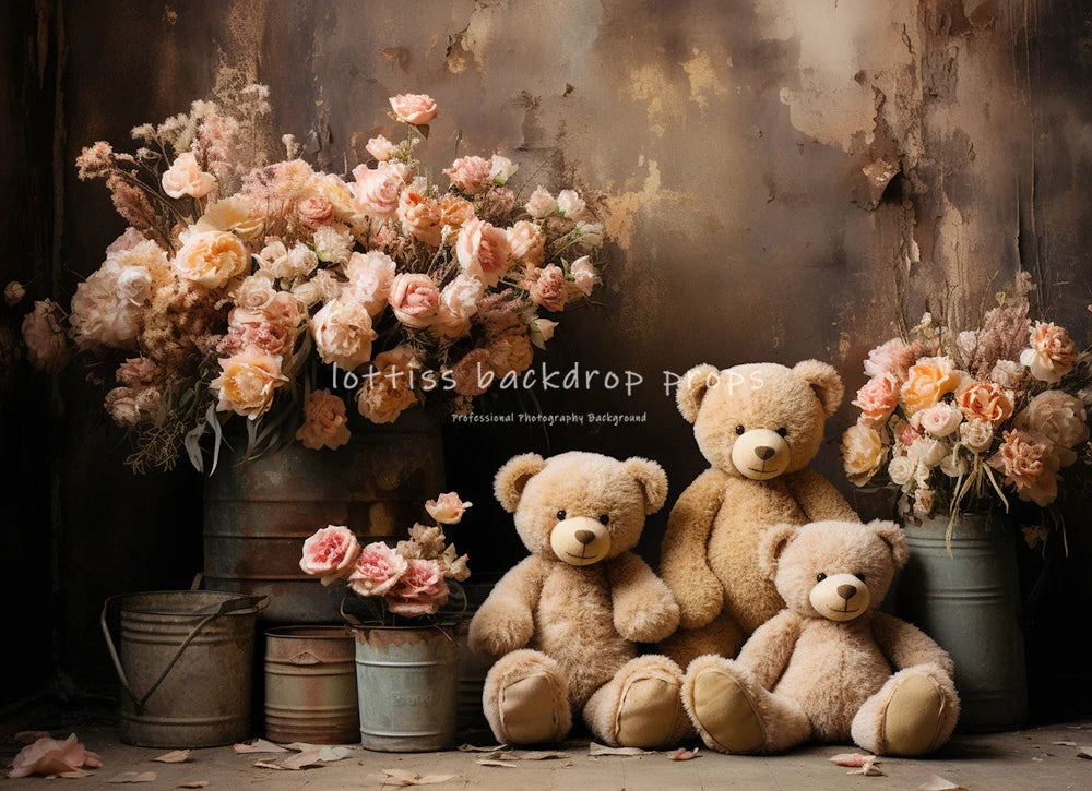 Sweet Bear Backdrops Child Baby Photography Props Kids Cake Smash Birthday Photocall Backgrounds