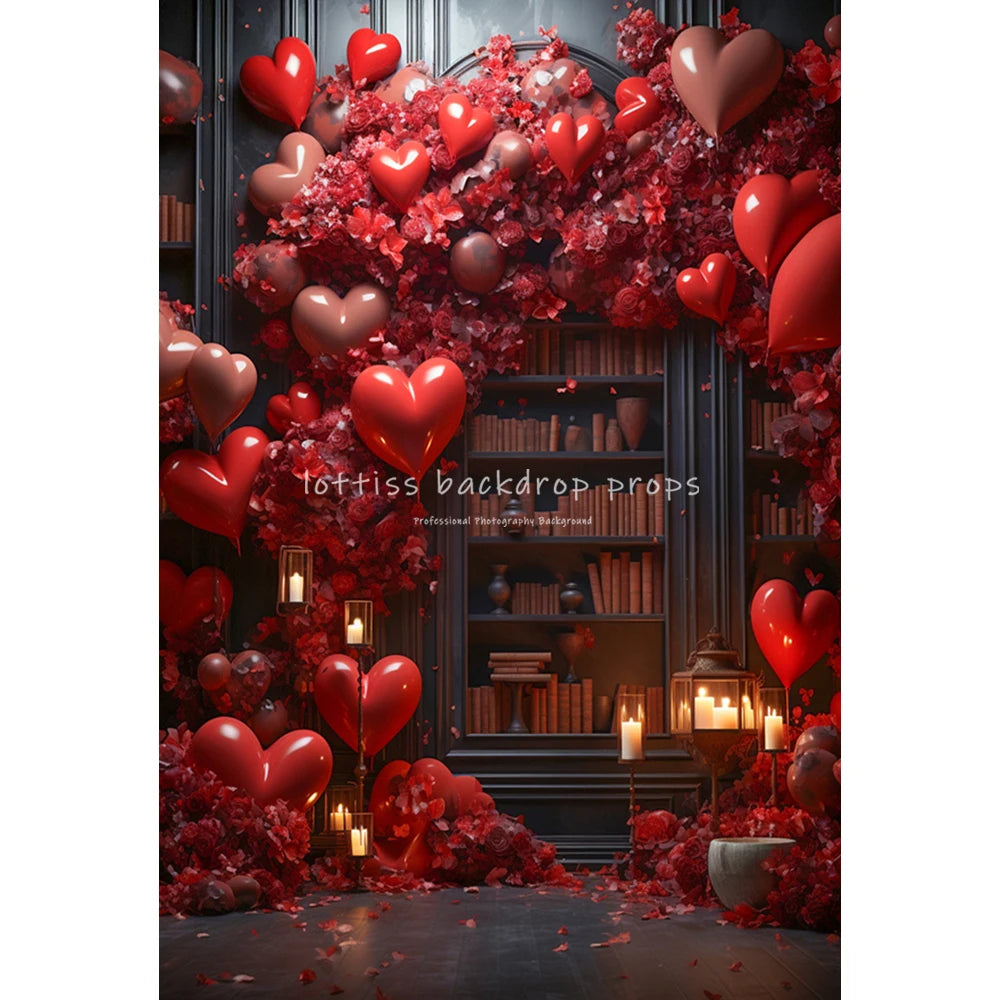 Valentine's Day Rose Floral Backdrops Lover Adult Photography Child Baby Photocall Red Floral Door Heart Balloons Backgrounds