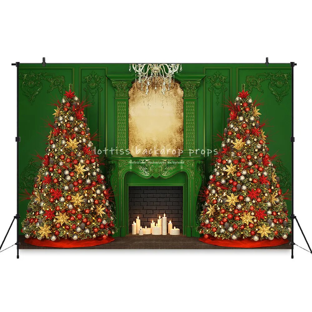 Christmas House Backdrops Fireplace Family Photocall Child Baby Photostudio Props Girl Photography Xmas Street Background