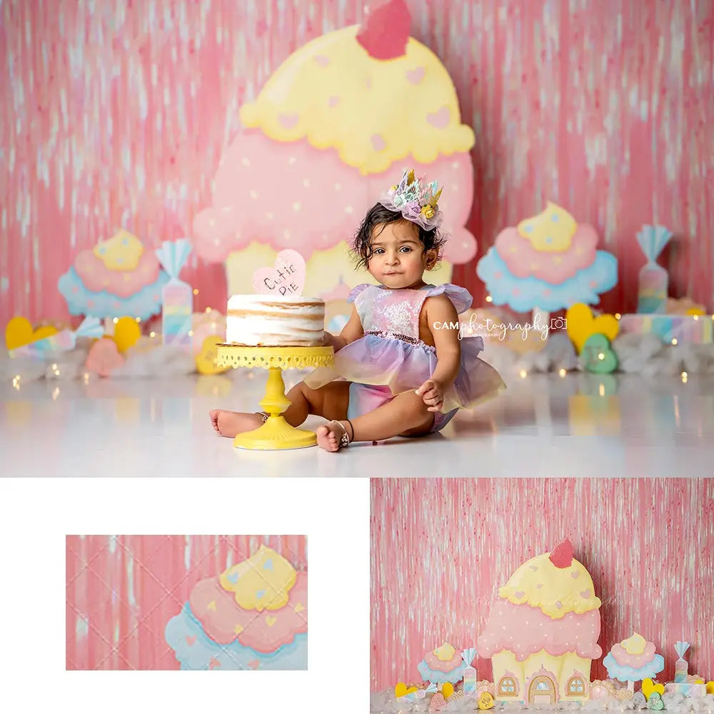 Ice Cream Photography Backdrop Kids Baby Cake Smash Photocall Decors Sweet Candy Child Girls Adult Birthday Studio Backgrounds