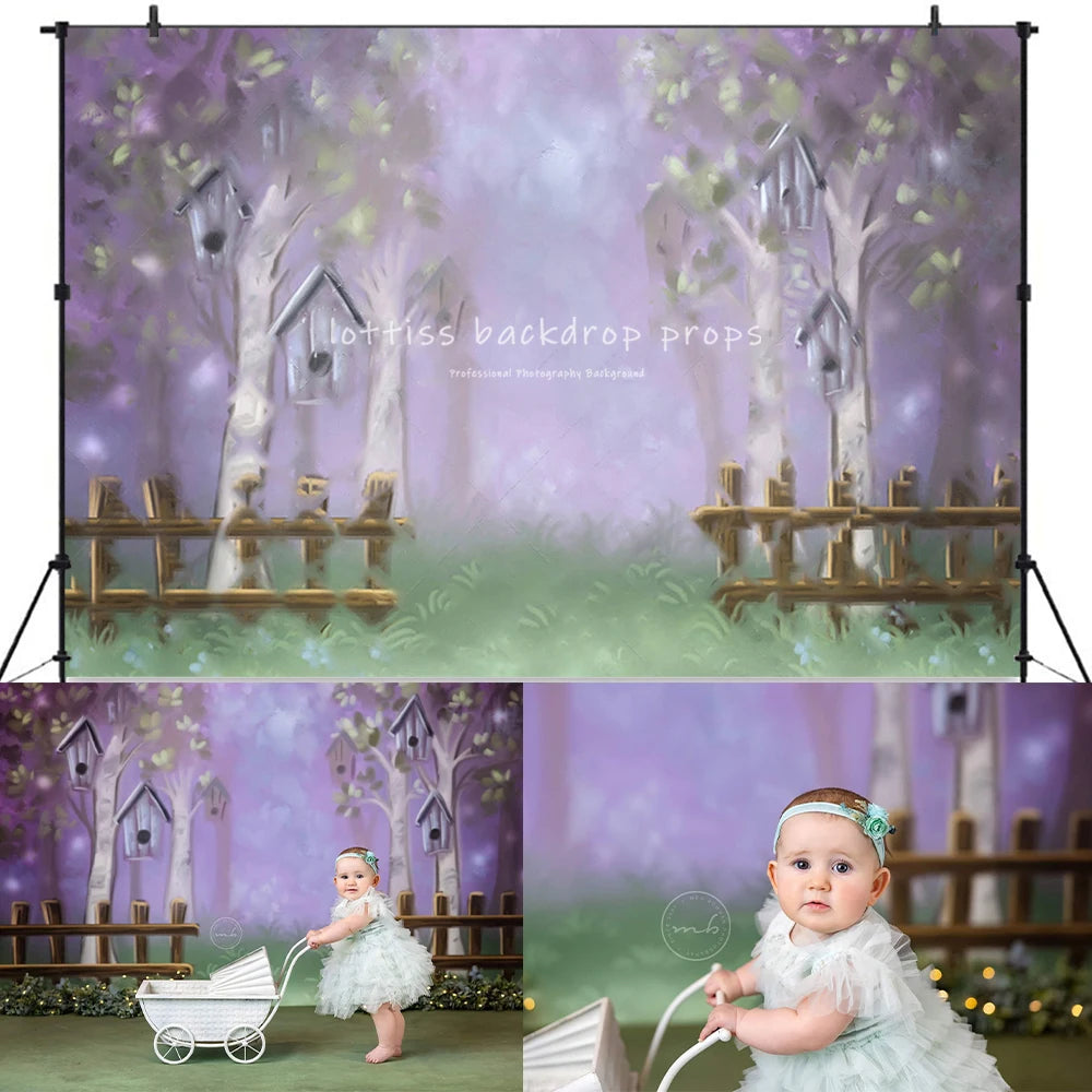 Spring Theme Backdrops Kids Baby Photography Garden Floral Photocall Child Girl Photo Flower Bunny Forest Backdrops