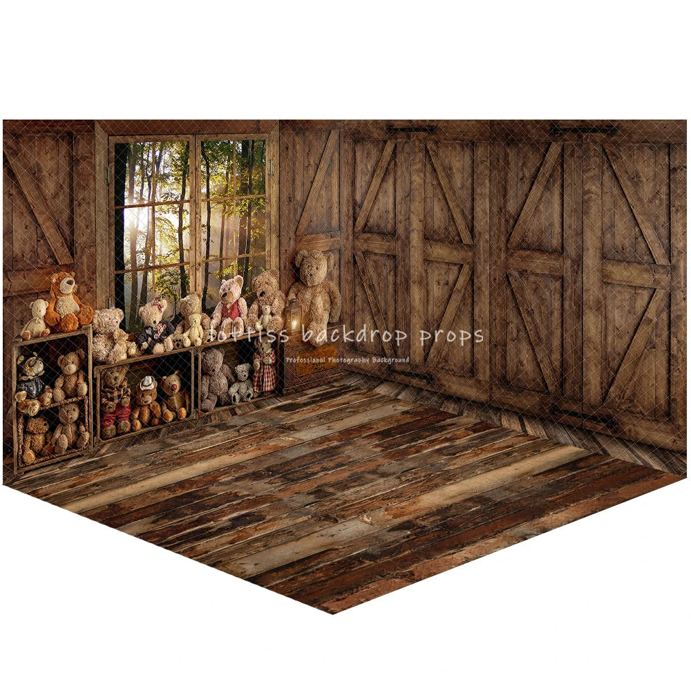 Beary Rustic Forest Wooden House Backdrops Kids Baby Photography Child Adult Photocall Decors Wood Board Wall Backgrounds