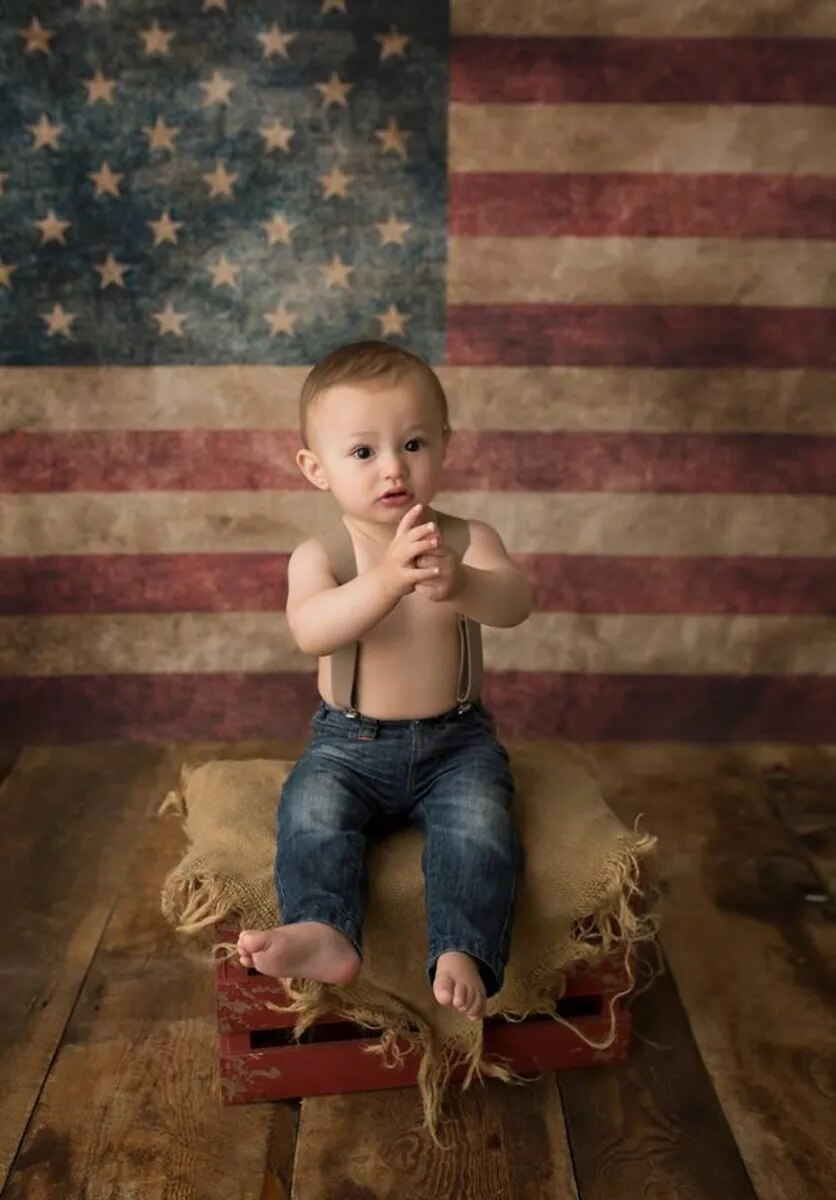 Home of the Brave Backdrops Kids Adult Portait Cake Smash Birthday Party Photocall Decors American Flag Background Photostudio